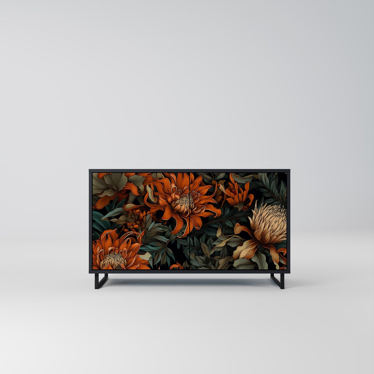 Credenza a 2 ante DAWN BLOOM in finitura nera