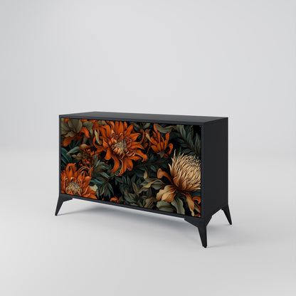 Credenza a 2 ante DAWN BLOOM in finitura nera