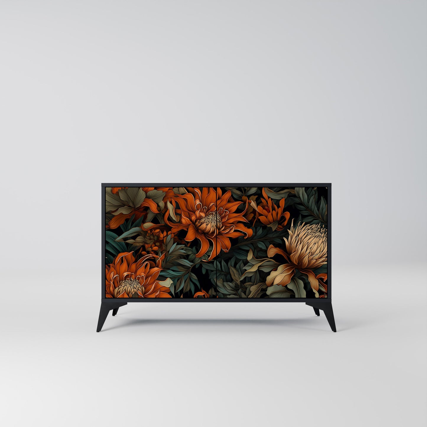 Credenza a 2 ante DAWN BLOOM in finitura nera
