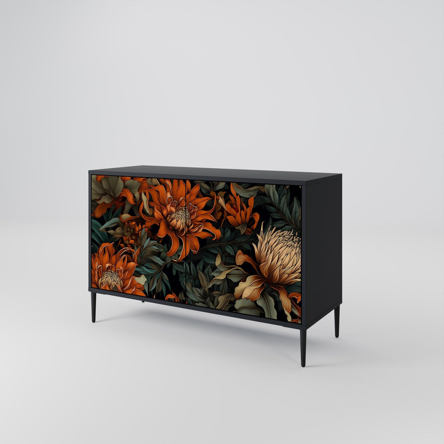 Credenza a 2 ante DAWN BLOOM in finitura nera