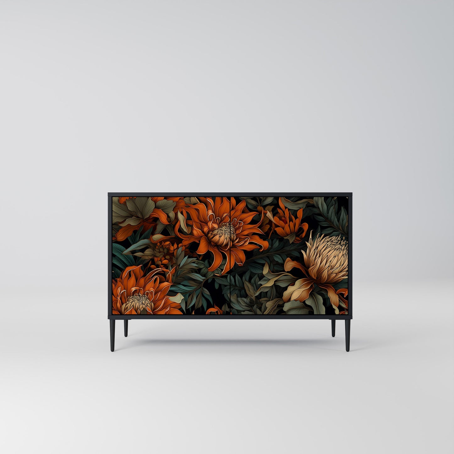 Credenza a 2 ante DAWN BLOOM in finitura nera