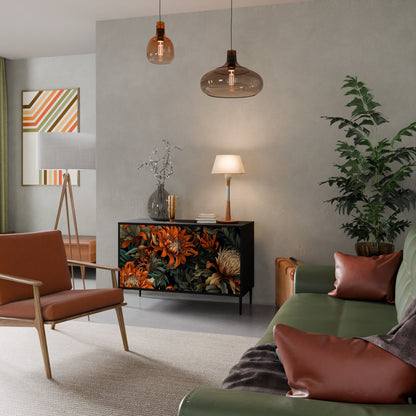 Credenza a 2 ante DAWN BLOOM in finitura nera