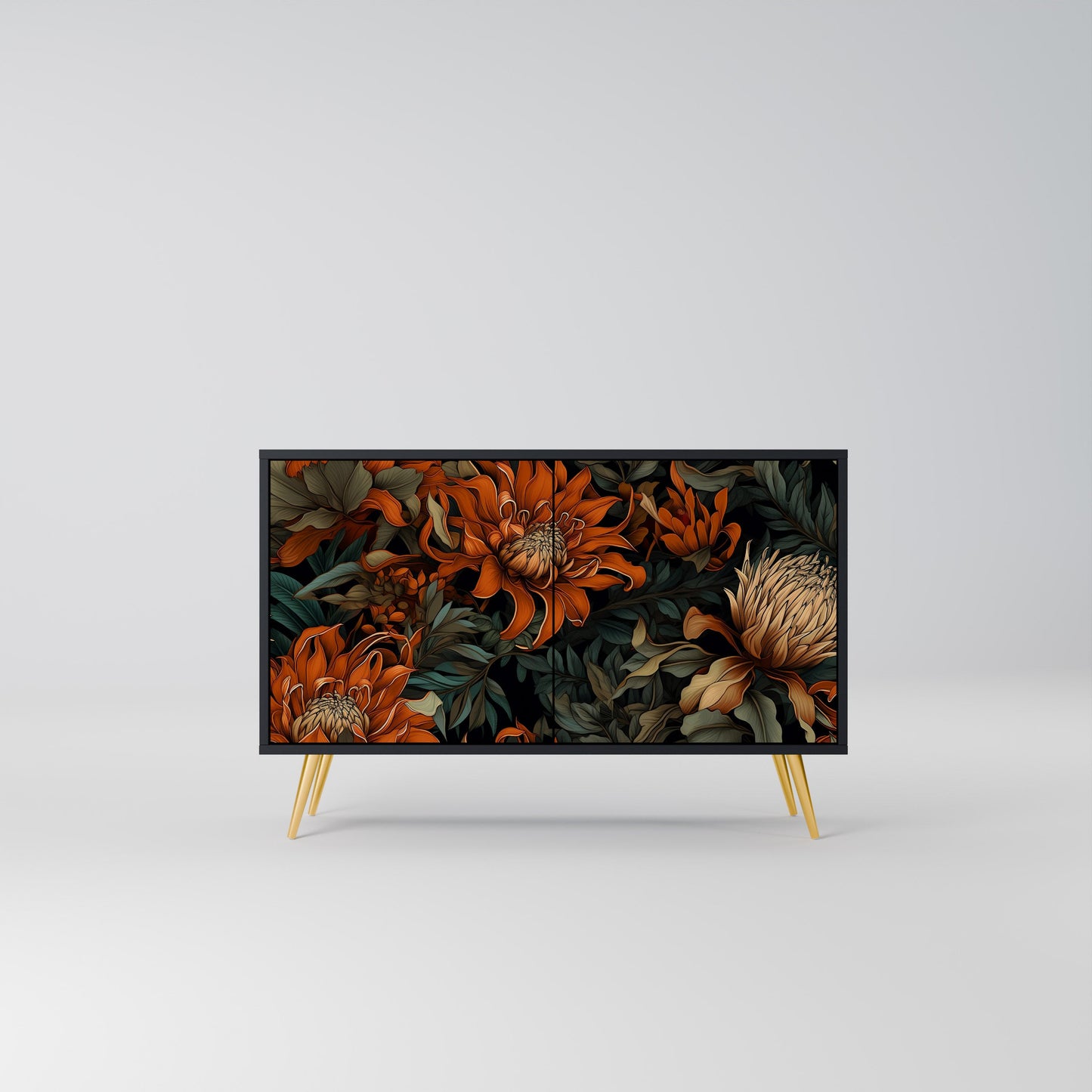 Credenza a 2 ante DAWN BLOOM in finitura nera