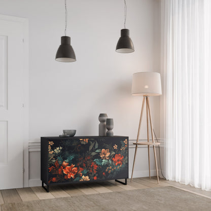 Credenza a 2 ante IMAGINARY BLOSSOM in finitura nera