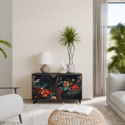 Credenza a 2 ante IMAGINARY BLOSSOM in finitura nera