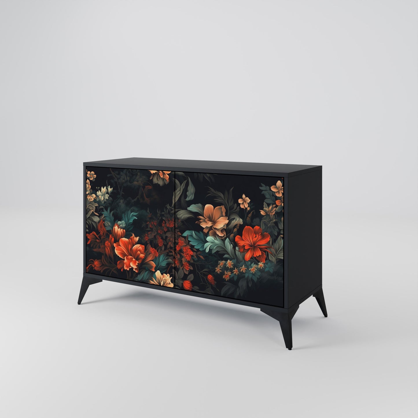 Credenza a 2 ante IMAGINARY BLOSSOM in finitura nera