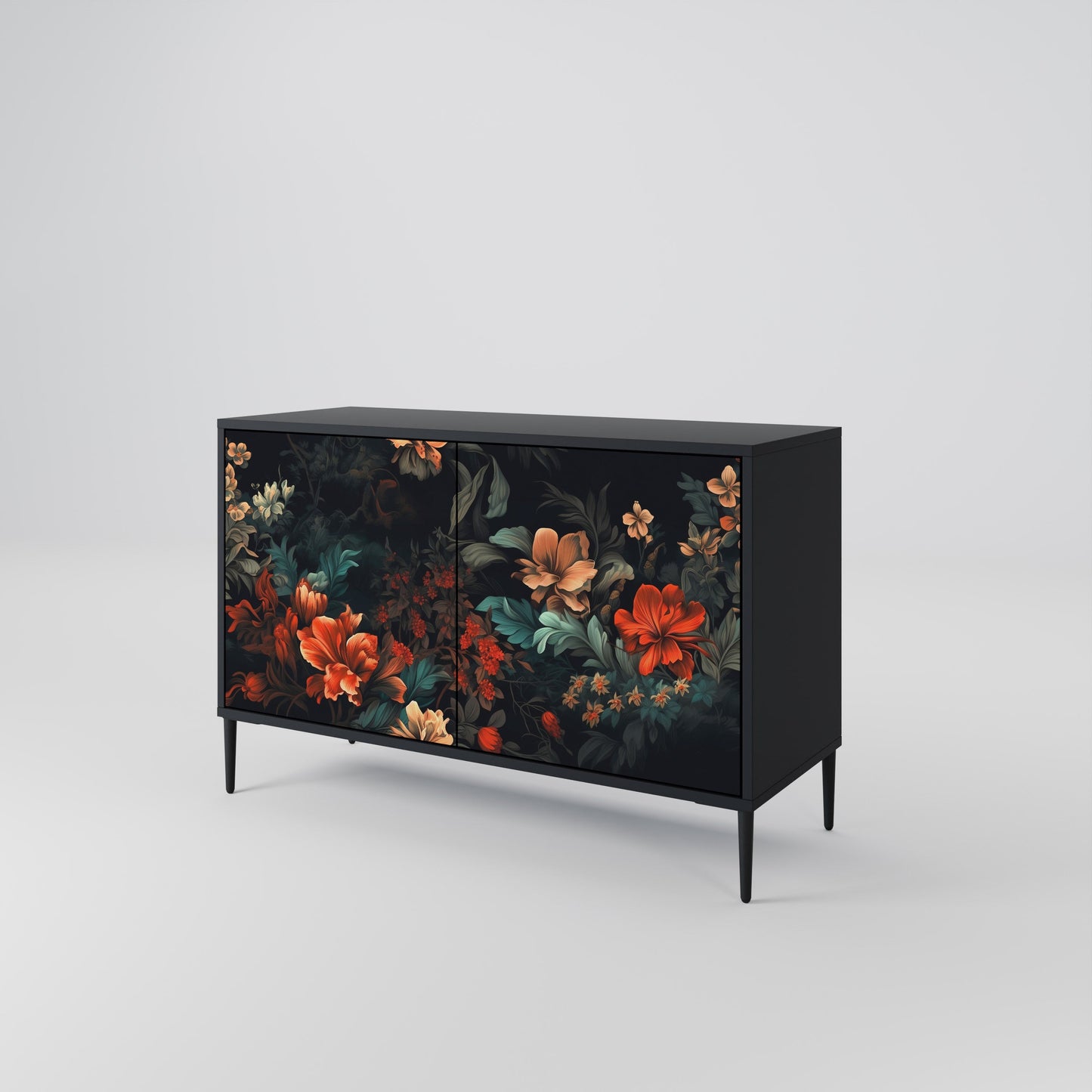 Credenza a 2 ante IMAGINARY BLOSSOM in finitura nera