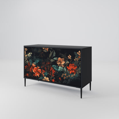 Credenza a 2 ante IMAGINARY BLOSSOM in finitura nera
