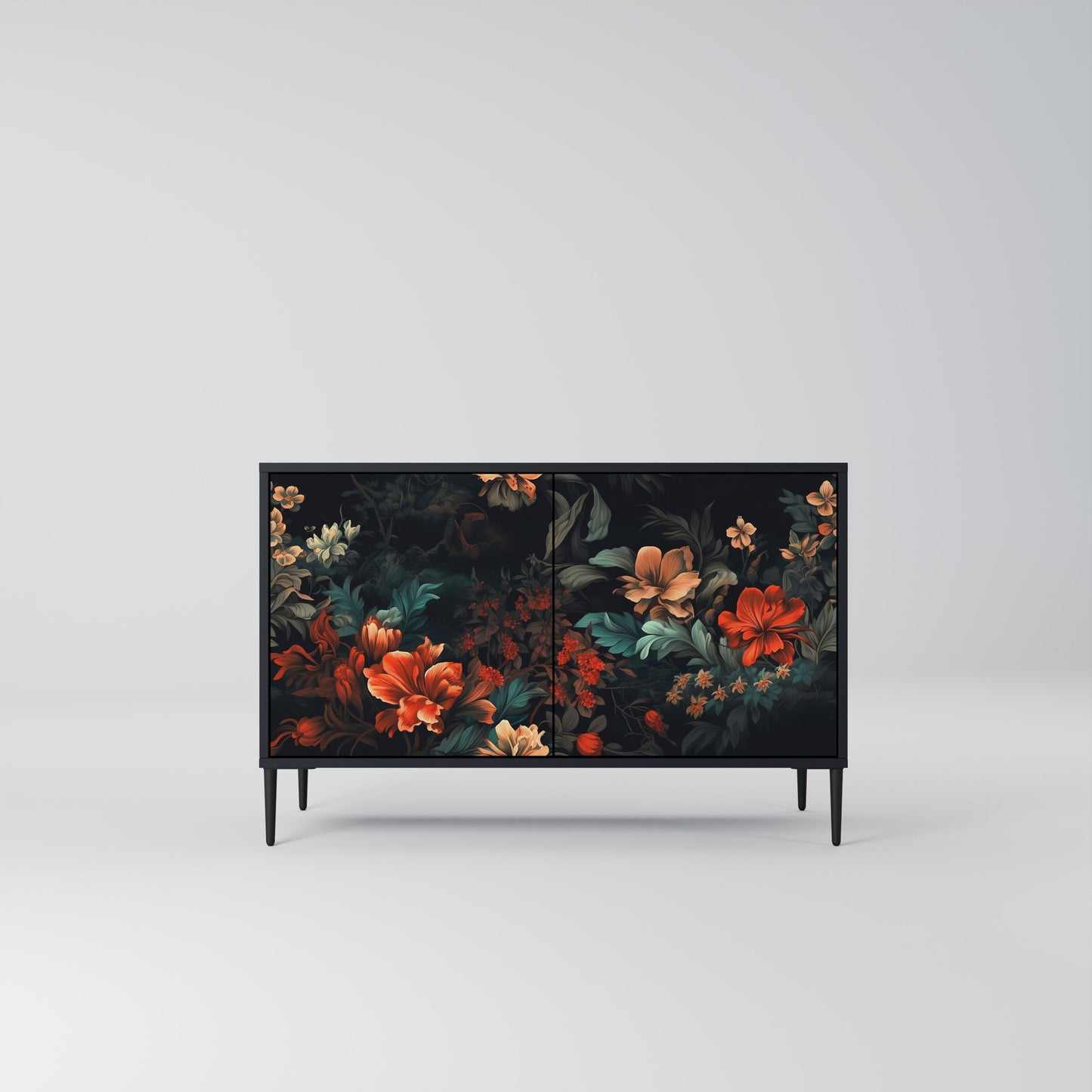 Credenza a 2 ante IMAGINARY BLOSSOM in finitura nera