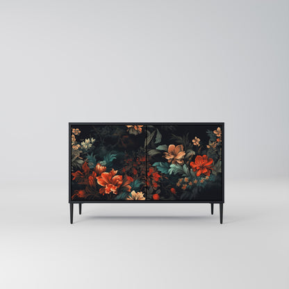 Credenza a 2 ante IMAGINARY BLOSSOM in finitura nera