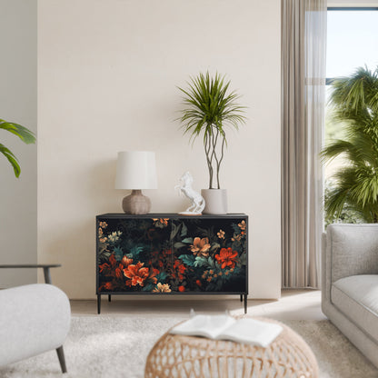 Credenza a 2 ante IMAGINARY BLOSSOM in finitura nera