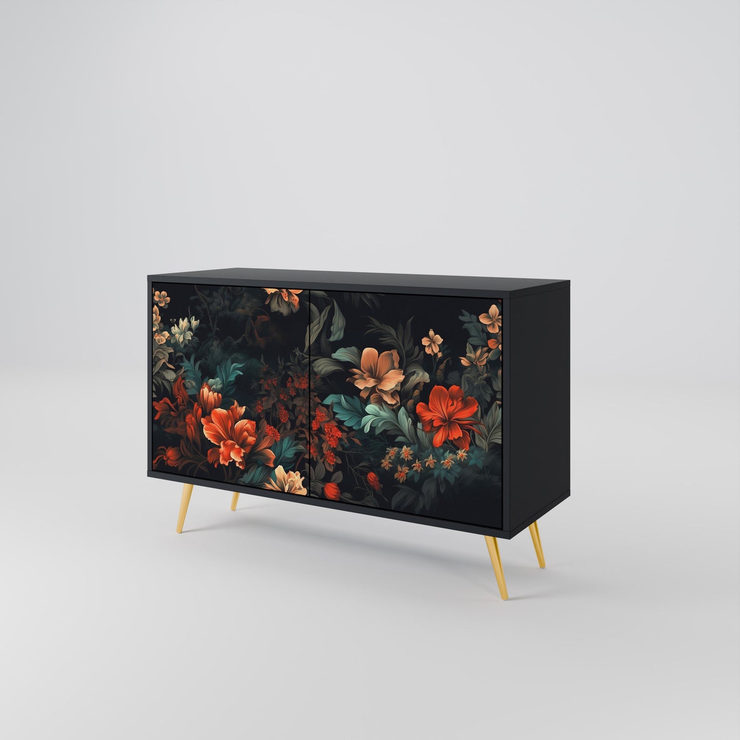 Credenza a 2 ante IMAGINARY BLOSSOM in finitura nera