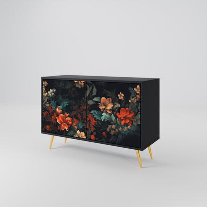 Credenza a 2 ante IMAGINARY BLOSSOM in finitura nera