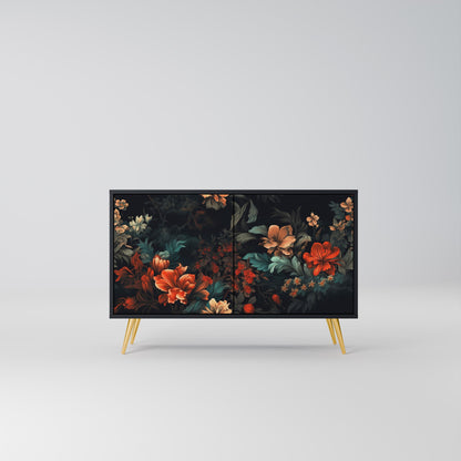 Credenza a 2 ante IMAGINARY BLOSSOM in finitura nera