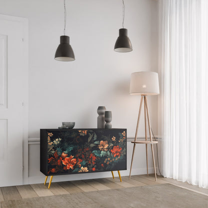 Credenza a 2 ante IMAGINARY BLOSSOM in finitura nera