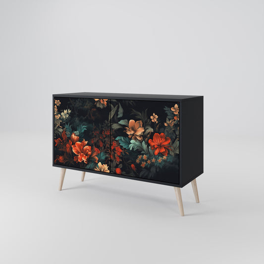 Credenza a 2 ante IMAGINARY BLOSSOM in finitura nera