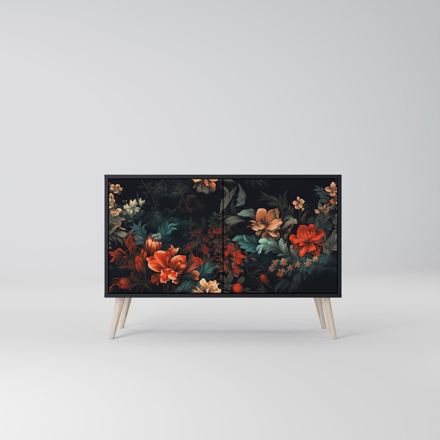 Credenza a 2 ante IMAGINARY BLOSSOM in finitura nera