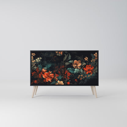 Credenza a 2 ante IMAGINARY BLOSSOM in finitura nera