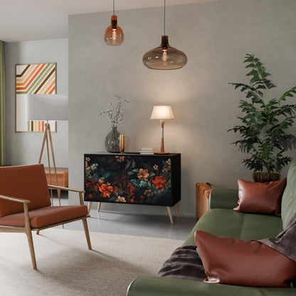 Credenza a 2 ante IMAGINARY BLOSSOM in finitura nera