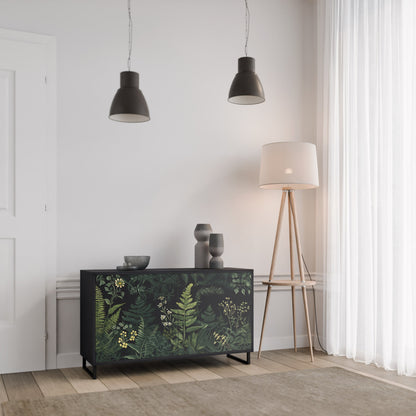 Credenza a 2 ante FERN FLOWERS in finitura nera