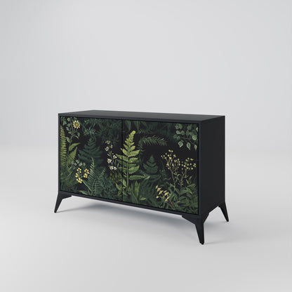 Credenza a 2 ante FERN FLOWERS in finitura nera