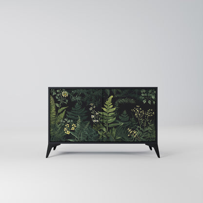 Credenza a 2 ante FERN FLOWERS in finitura nera