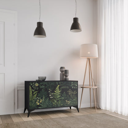 Credenza a 2 ante FERN FLOWERS in finitura nera