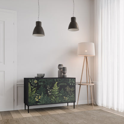 Credenza a 2 ante FERN FLOWERS in finitura nera