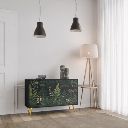 Credenza a 2 ante FERN FLOWERS in finitura nera