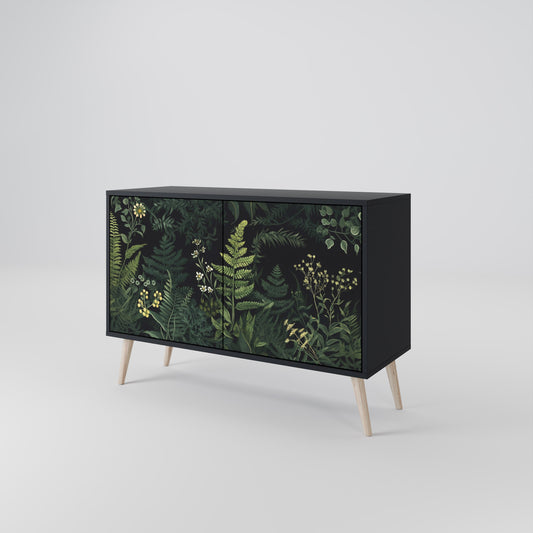 Credenza a 2 ante FERN FLOWERS in finitura nera
