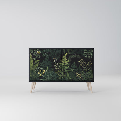 Credenza a 2 ante FERN FLOWERS in finitura nera