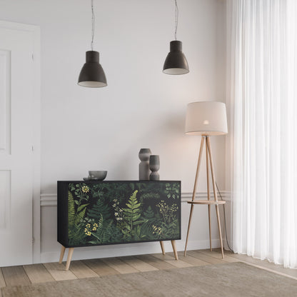 Credenza a 2 ante FERN FLOWERS in finitura nera