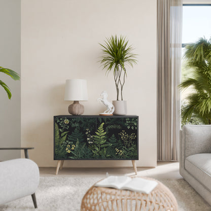 Credenza a 2 ante FERN FLOWERS in finitura nera