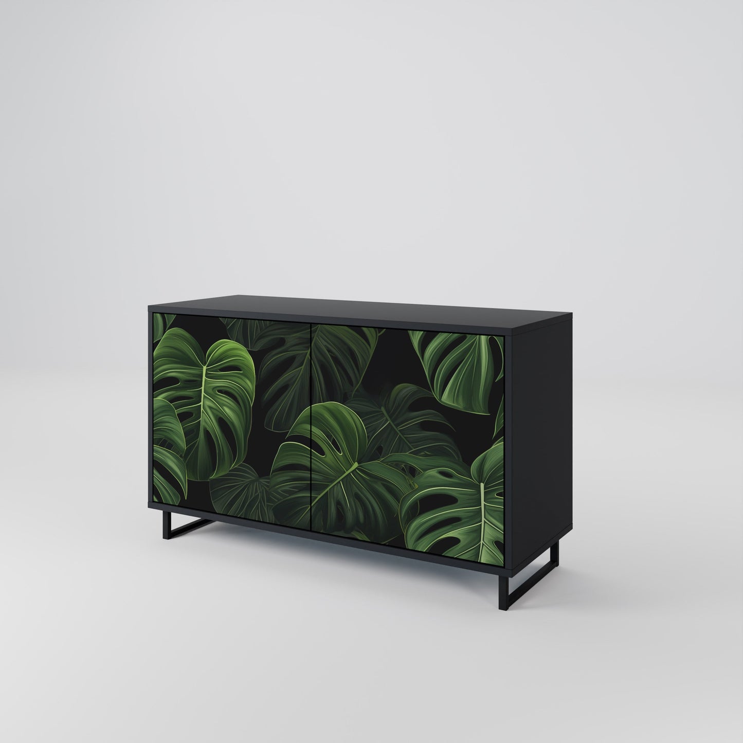 Credenza INFINITE MONSTERA a 2 ante con finitura nera