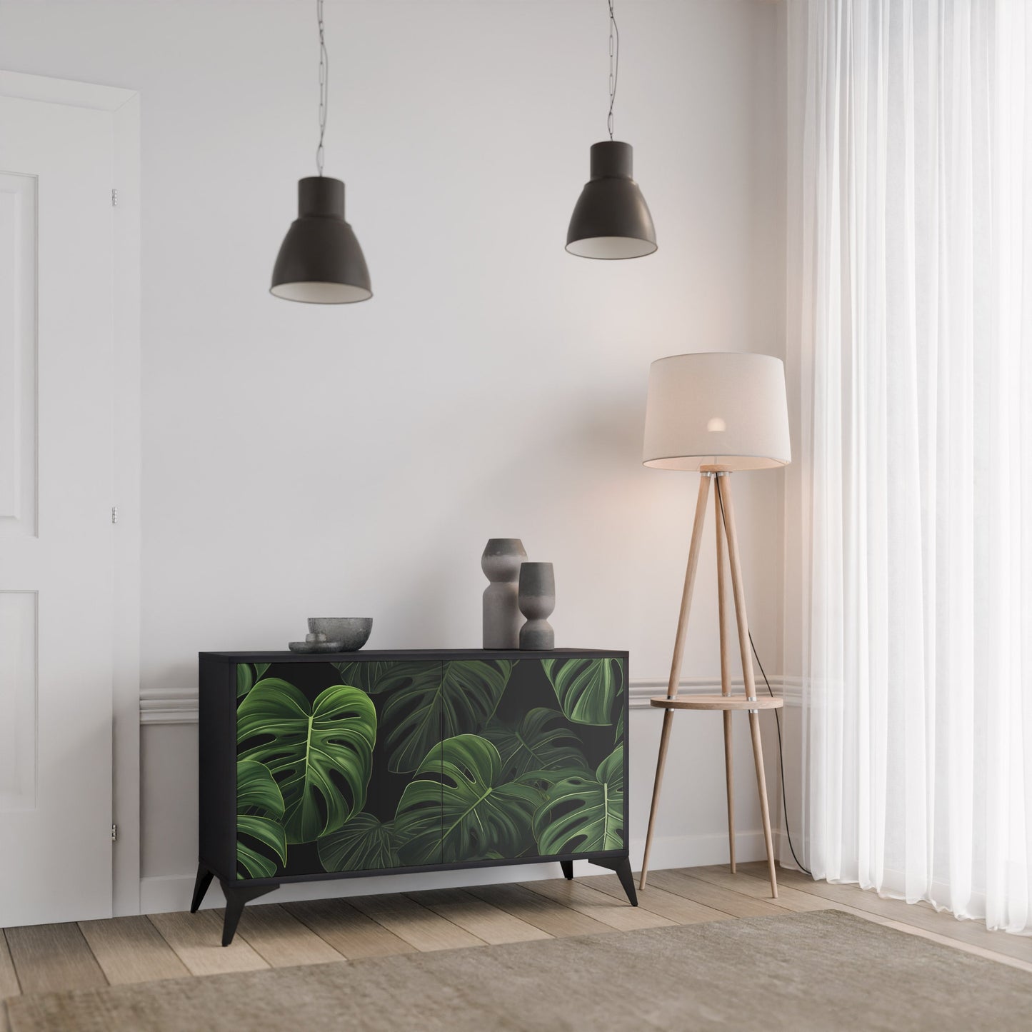 Credenza INFINITE MONSTERA a 2 ante con finitura nera