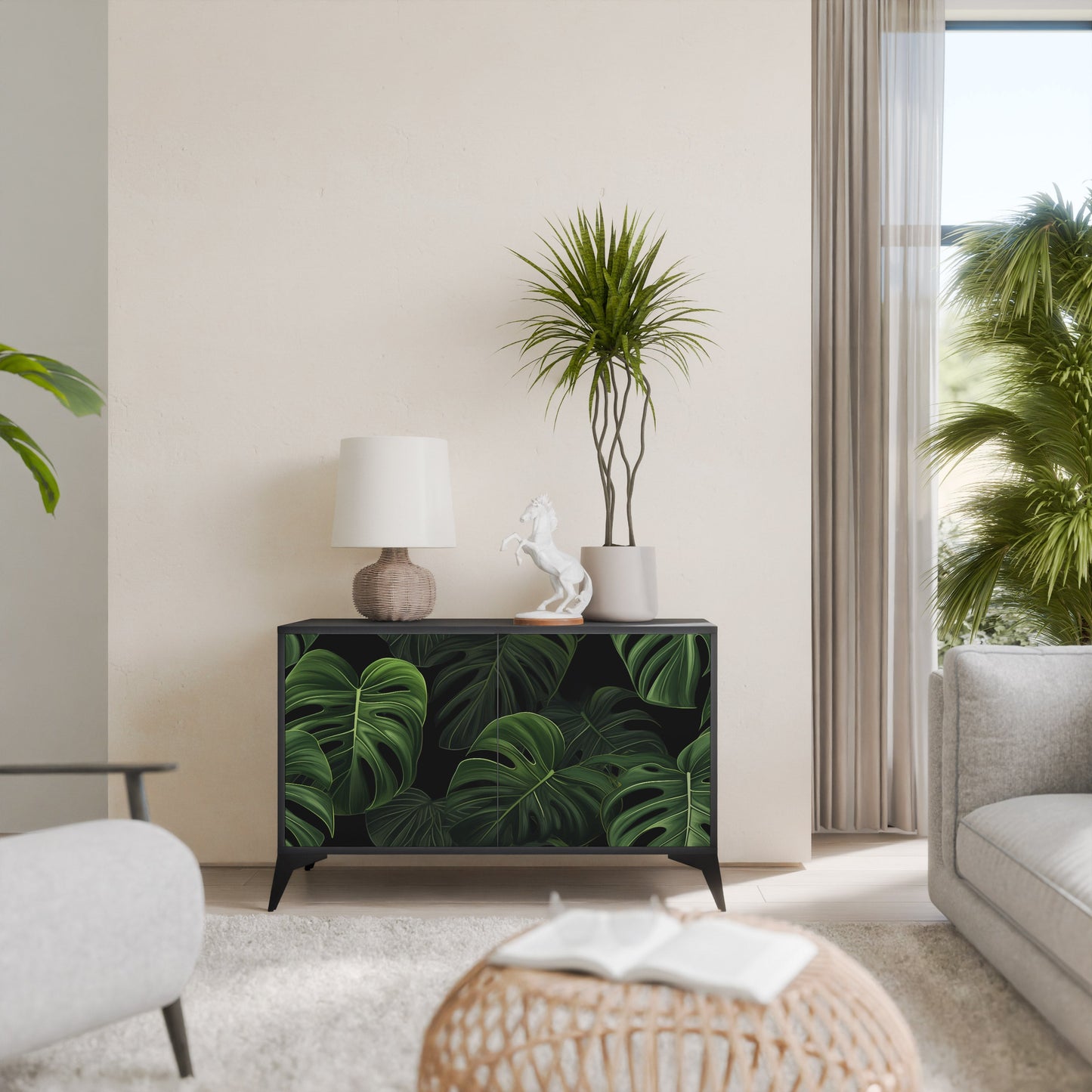 Credenza INFINITE MONSTERA a 2 ante con finitura nera