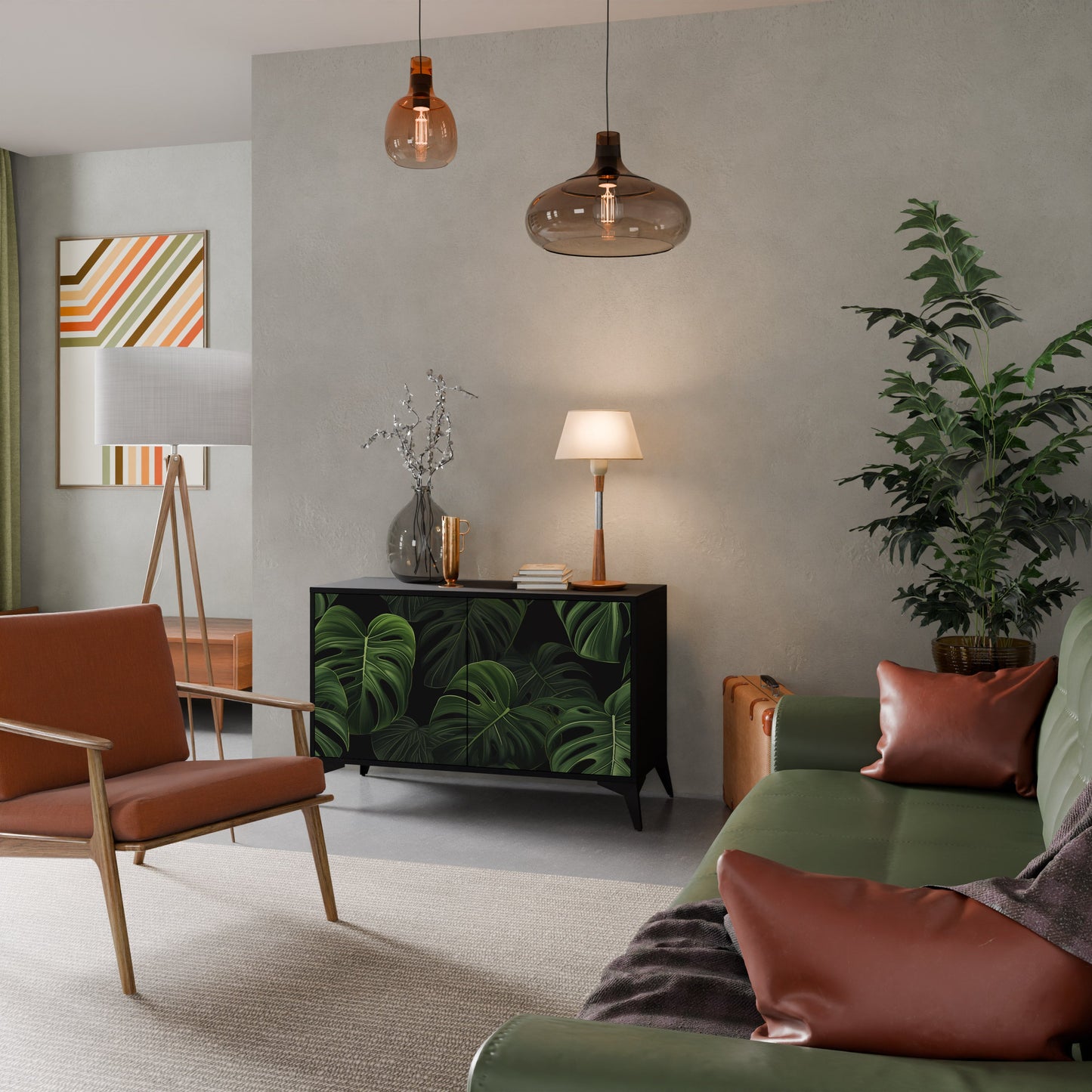 Credenza INFINITE MONSTERA a 2 ante con finitura nera
