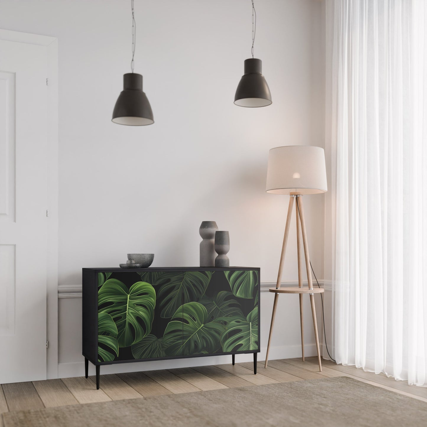 Credenza INFINITE MONSTERA a 2 ante con finitura nera