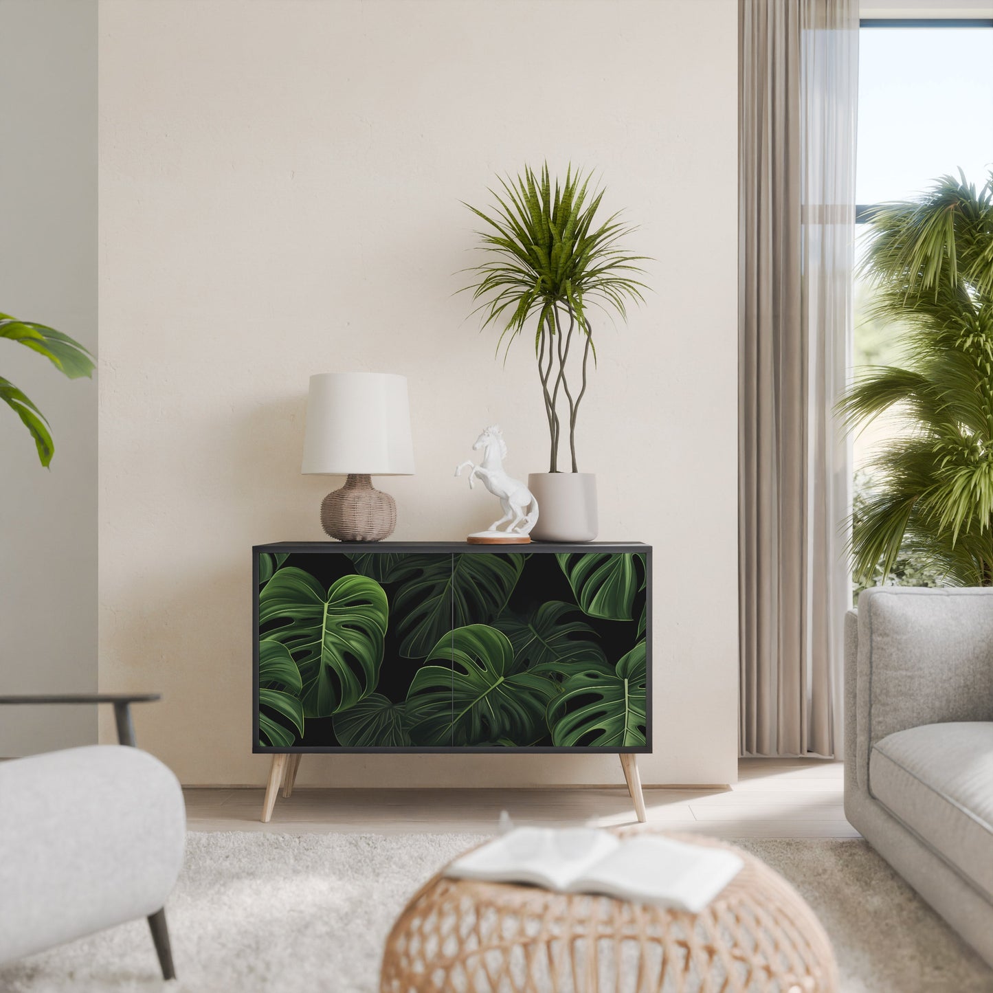 Credenza INFINITE MONSTERA a 2 ante con finitura nera