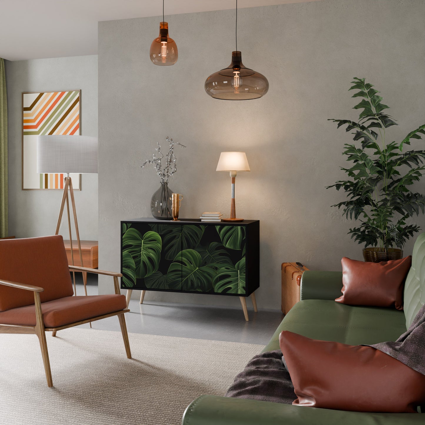 Credenza INFINITE MONSTERA a 2 ante con finitura nera