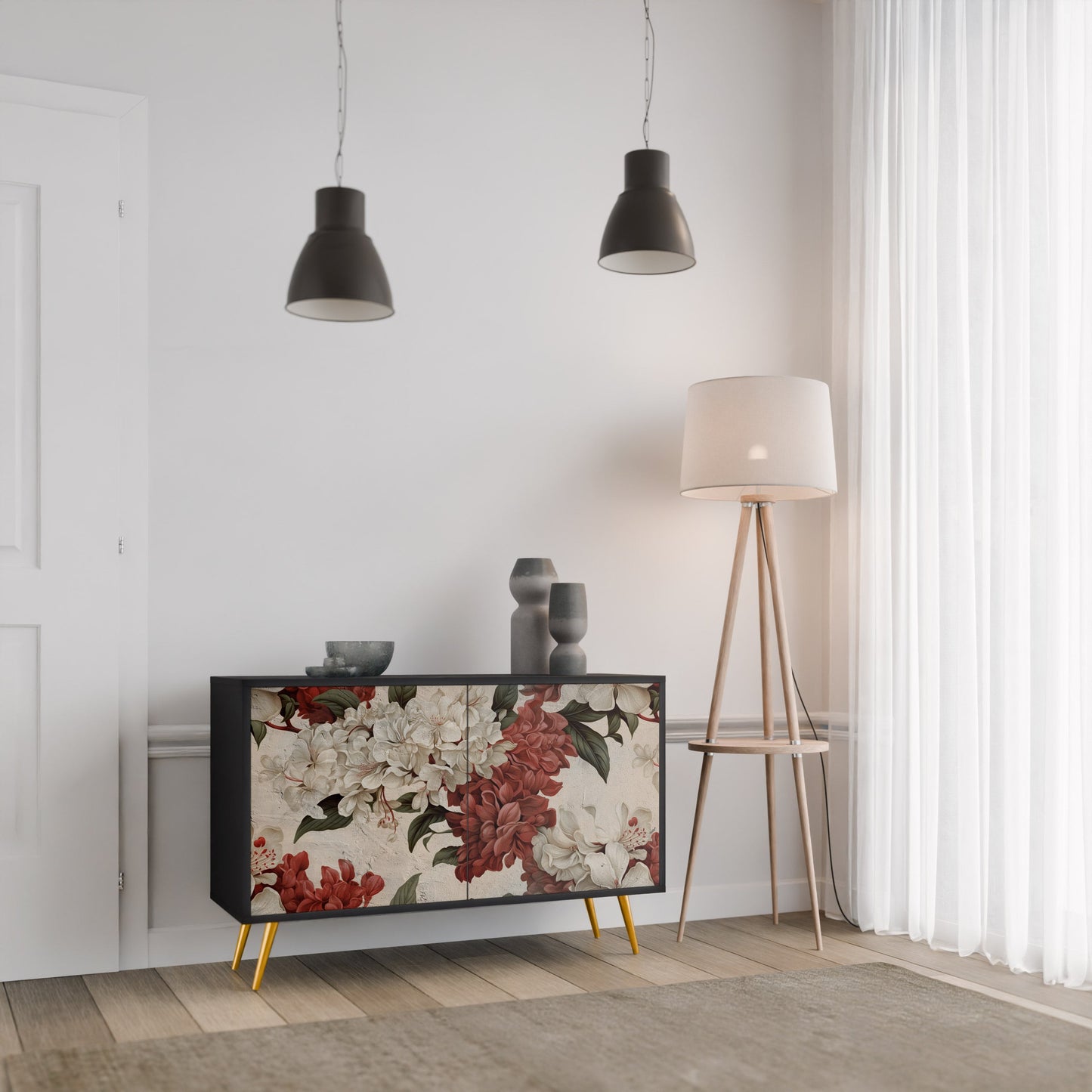 Credenza a 2 ante EPHEMERAL DAYS in finitura nera