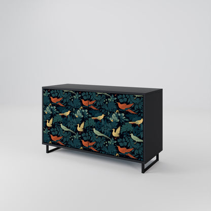 Credenza a 2 ante FOWL ORNAMENT in finitura nera