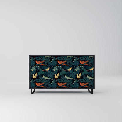 Credenza a 2 ante FOWL ORNAMENT in finitura nera