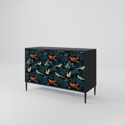 Credenza a 2 ante FOWL ORNAMENT in finitura nera