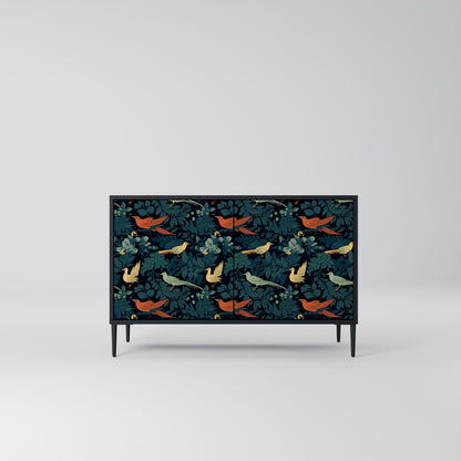 Credenza a 2 ante FOWL ORNAMENT in finitura nera