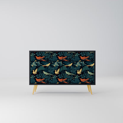Credenza a 2 ante FOWL ORNAMENT in finitura nera