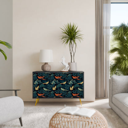 Credenza a 2 ante FOWL ORNAMENT in finitura nera