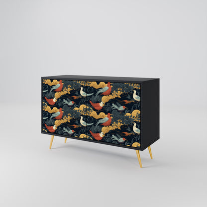 Credenza a 2 ante FOWLY DAZE in finitura nera