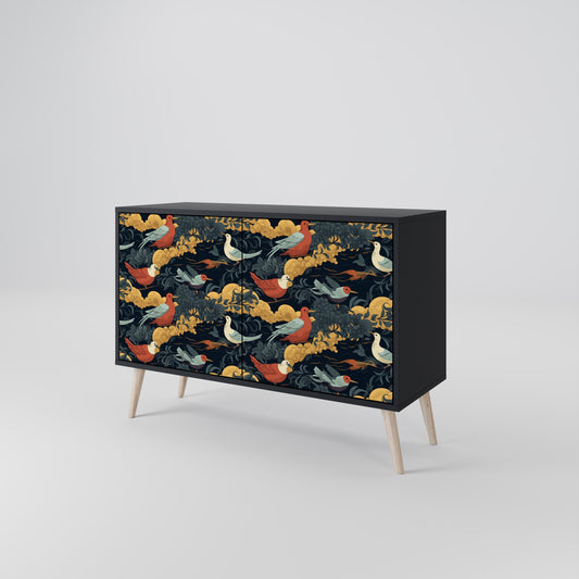 Credenza a 2 ante FOWLY DAZE in finitura nera