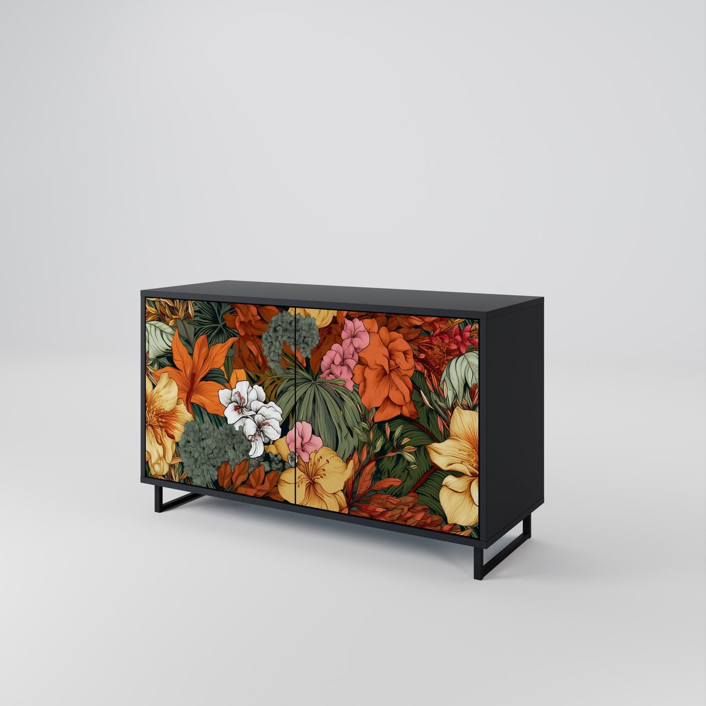Credenza RADIANT FLORA a 2 ante in finitura nera